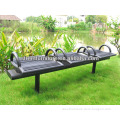 Decorative outdoor steel bench seat without backrest
